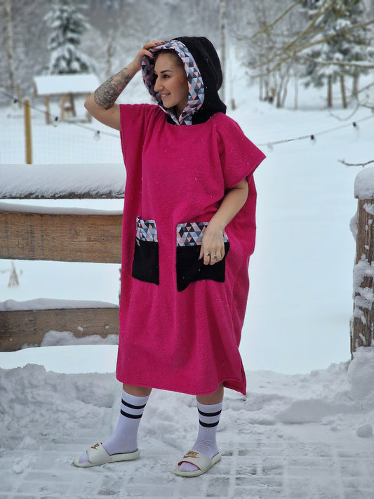 Pončo rozā ar melnu